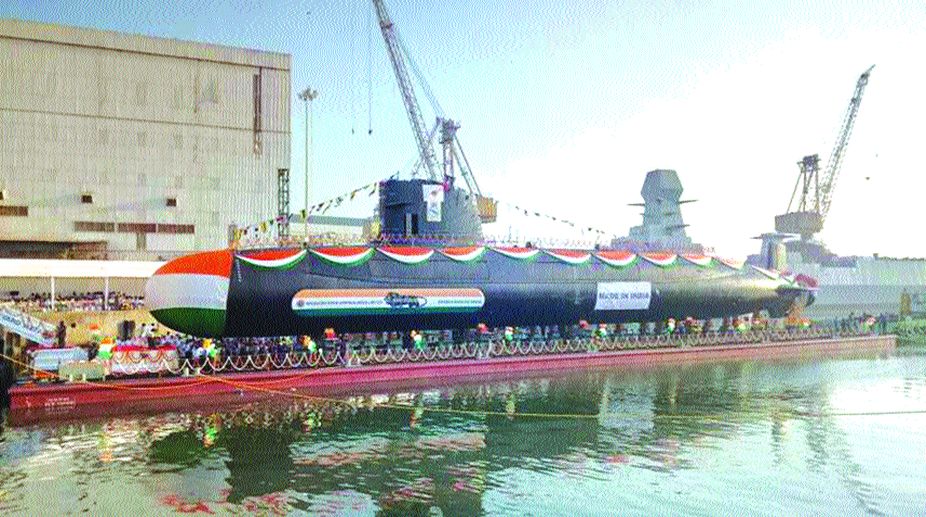 Navy launches 3rd Scorpene class submarine