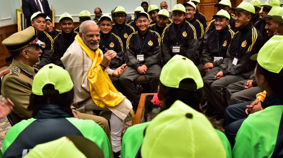 PM Modi interacts with ITBP excursion groups of students