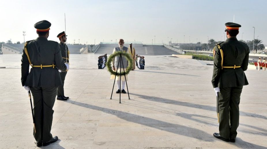 PM Modi pays tribute at UAE martyr’s war memorial in Abu Dhabi