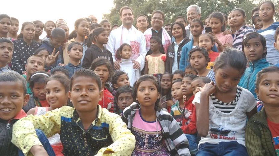 Rahul Gandhi visits SOS children’s village in Guwahati