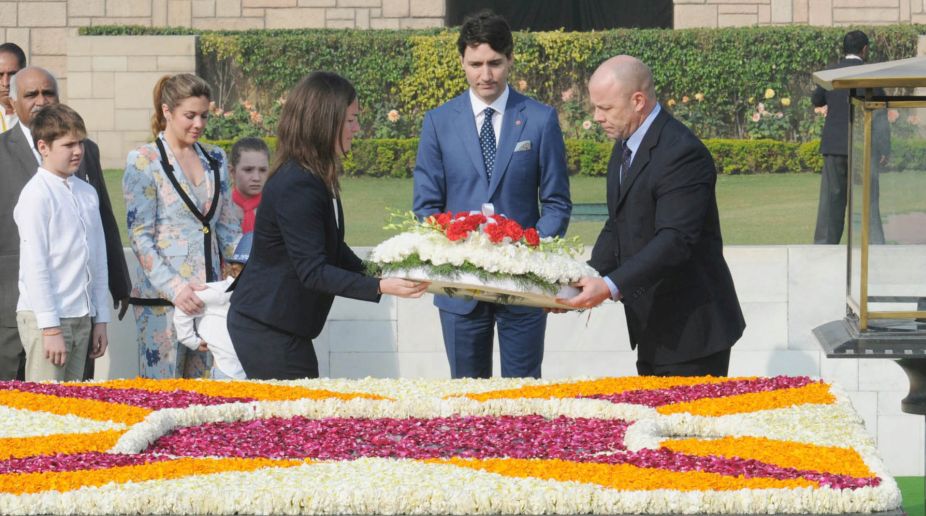 Trudeaus pay homage to Mahatma Gandhi at Rajghat