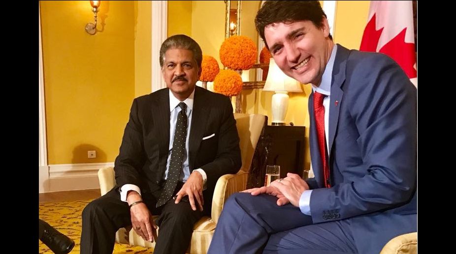 Anand Mahindra meets Justin Trudeau, tweets about ‘dismal wardrobe failure’