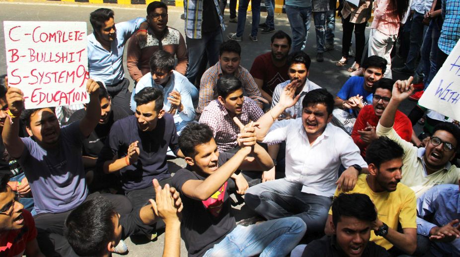 CBSE paper leak: Students protest in Delhi against re-test, seek justice