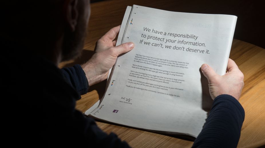Data scandal: Facebook runs full-page apology ad in UK, US newspapers