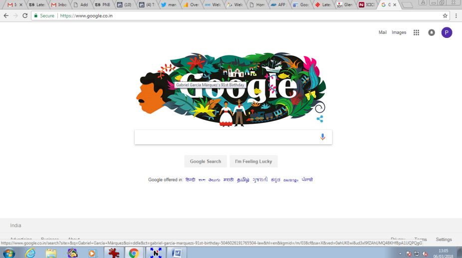 Google celebrates Gabriel Garcia Marquez with a doodle