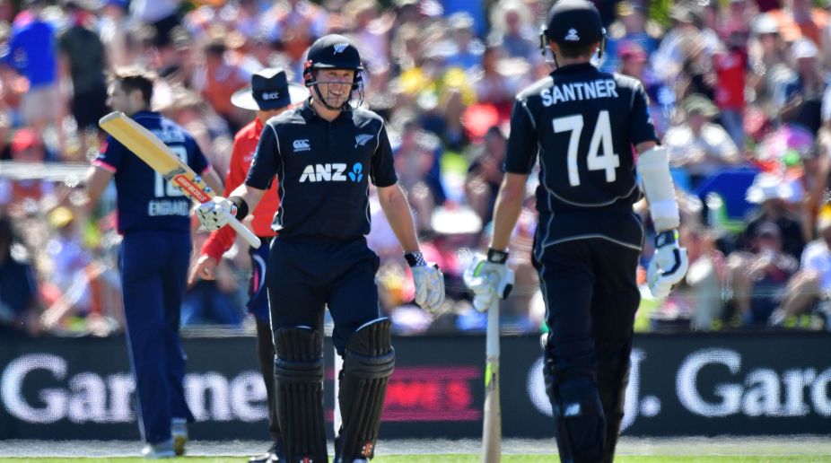 New Zealand held to 223 despite Santner, Nicholls fifties