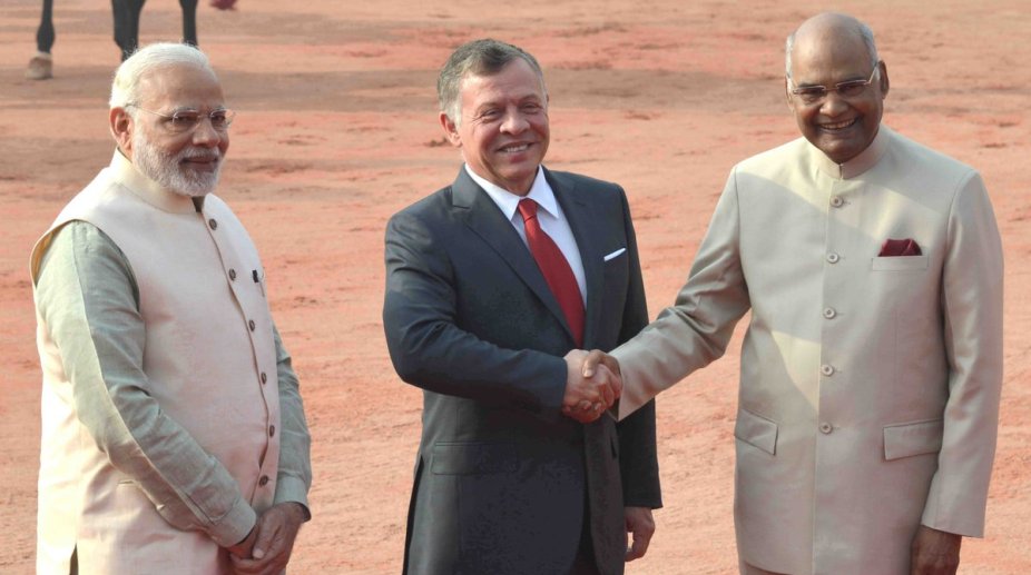 King Abdullah II accorded ceremonial welcome at Rashtrapati Bhavan