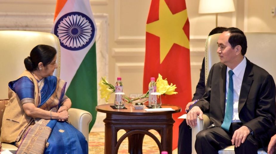 Sushma Swaraj calls on Vietnam President Quang