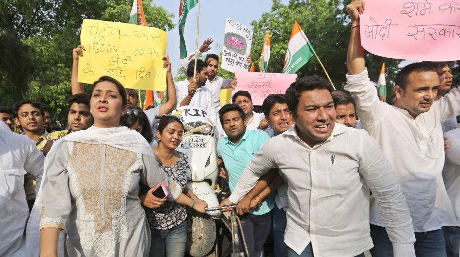 In pics: Protests against paper leak, fuel price hike in Delhi