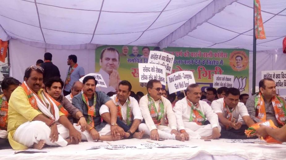 Delhi BJP MPs stage hunger strike against Parliament’s disruption