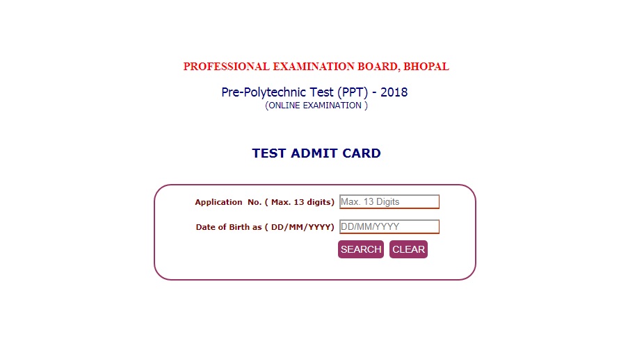 MP PPT Admit Card 2018 released at www.peb.mp.gov.in | Madhya Pradesh Pre-Polytechnic Test