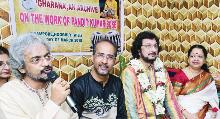 From right, Pandits Kumar Bose, Parimal Chakraborty and Debojyoti Bose