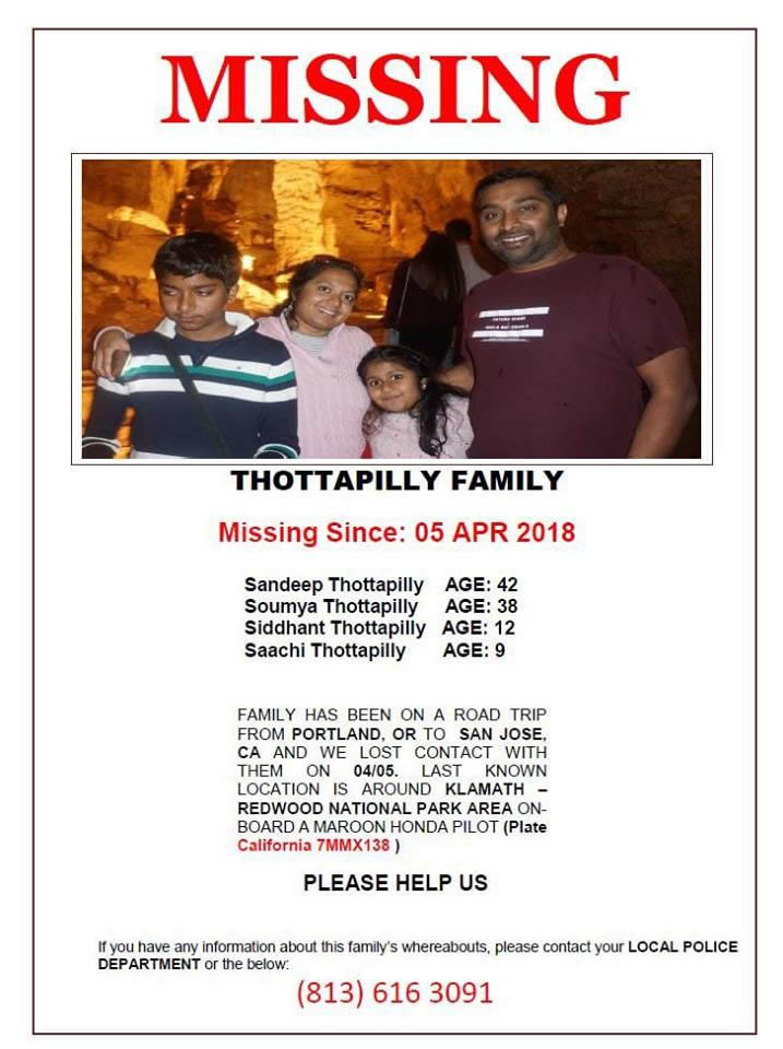 Thottapilly family missing in US