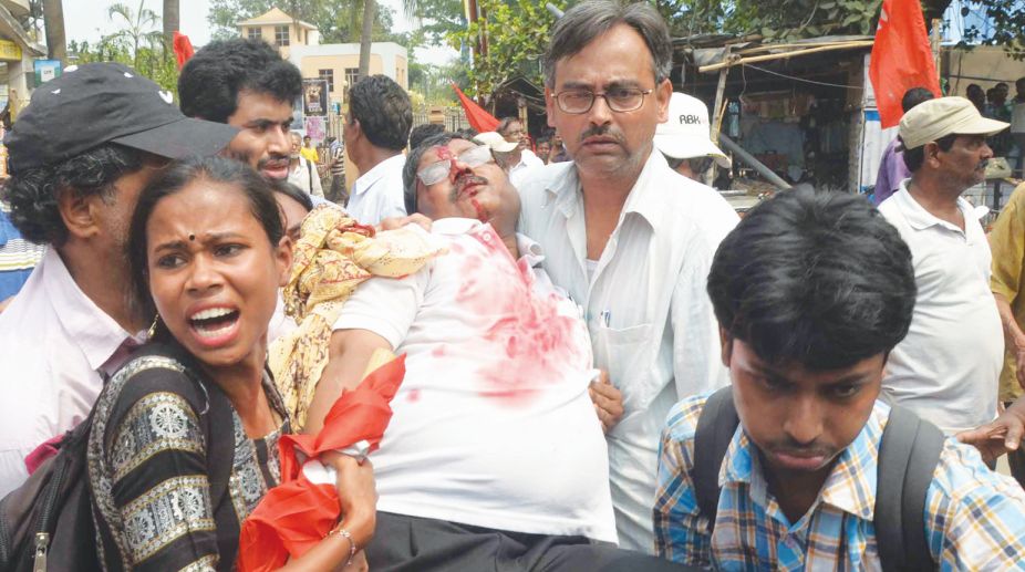 CPM leaders assaulted by masked goons