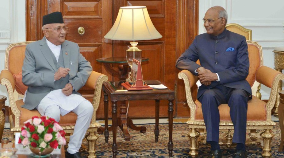 President Kovind meets Nepal Prime Minister Oli at Rashtrapati Bhavan