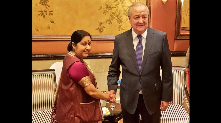 Sushma Swaraj meets Kyrgyz, Uzbek counterparts in China