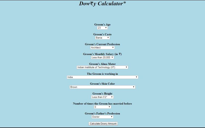 What is Dowry Calculator?