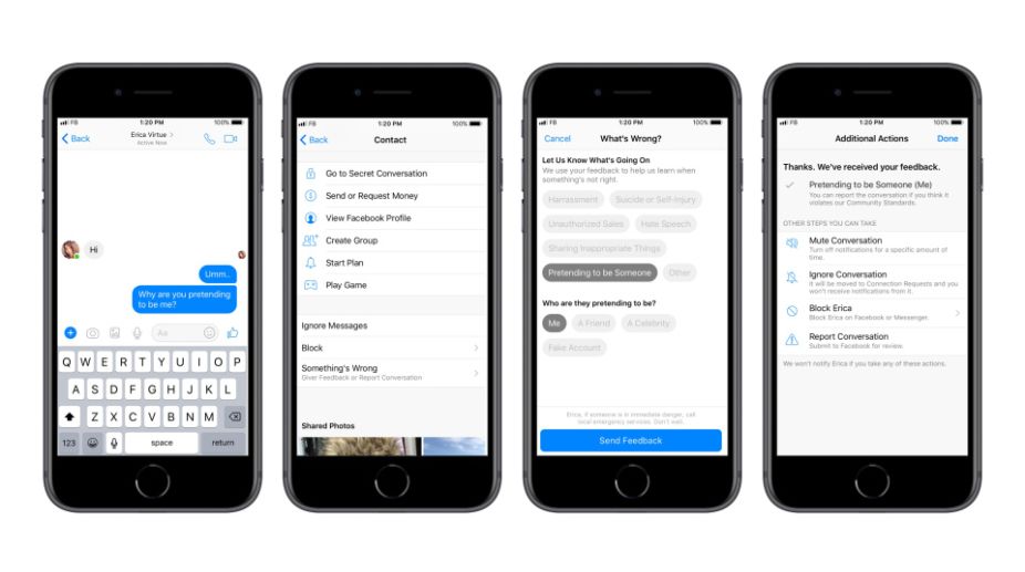 Now, you can report activity from Facebook Messenger mobile