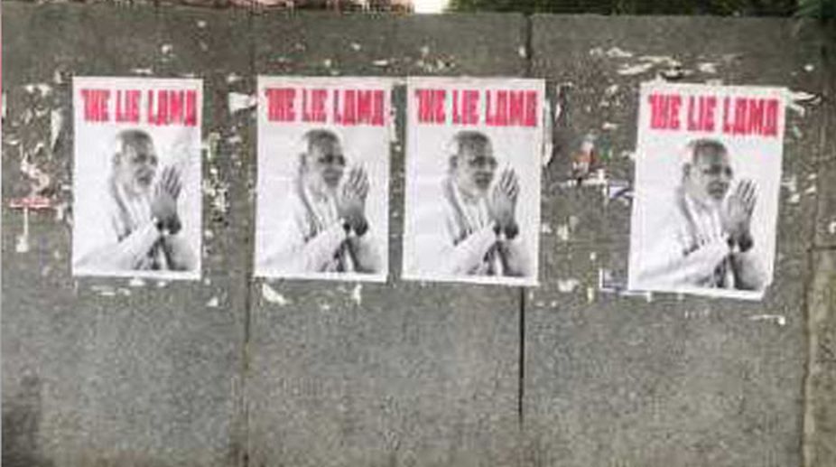 Posters calling PM Modi ‘The Lie Lama’ removed from Delhi walls, case registered