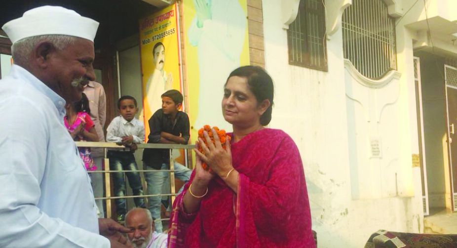 BJP candidate Mriganka Singh  campaigning in Kairana.