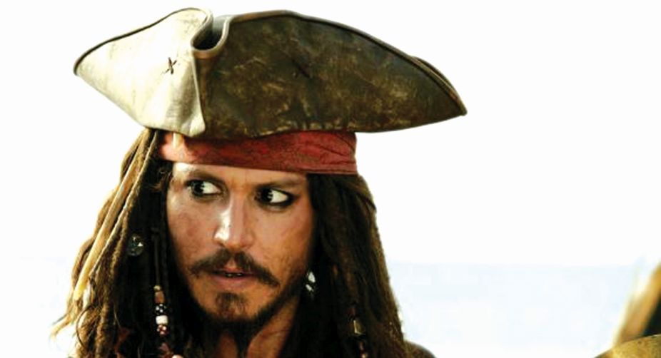 Johnny Depp as the inelegantly wasted Captain Jack Sparrow