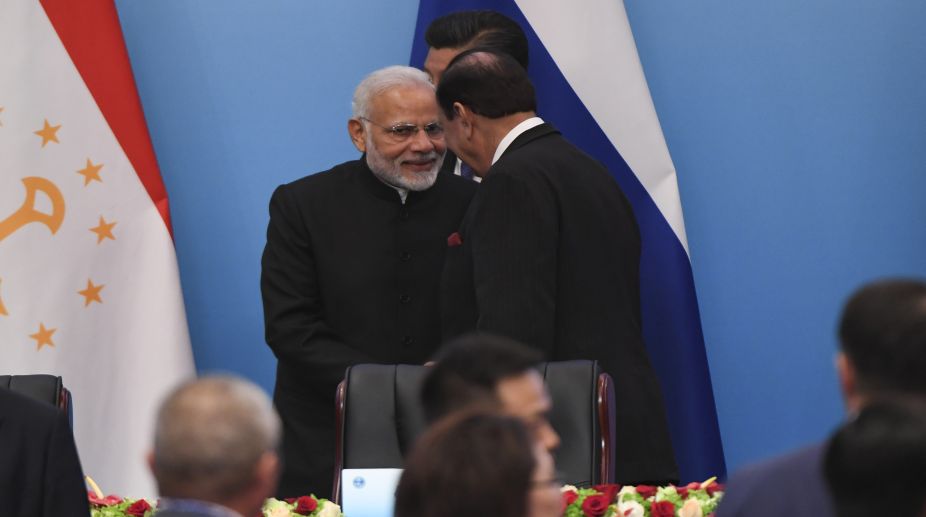 PM Modi, Pakistan President shake hands at SCO Summit in China