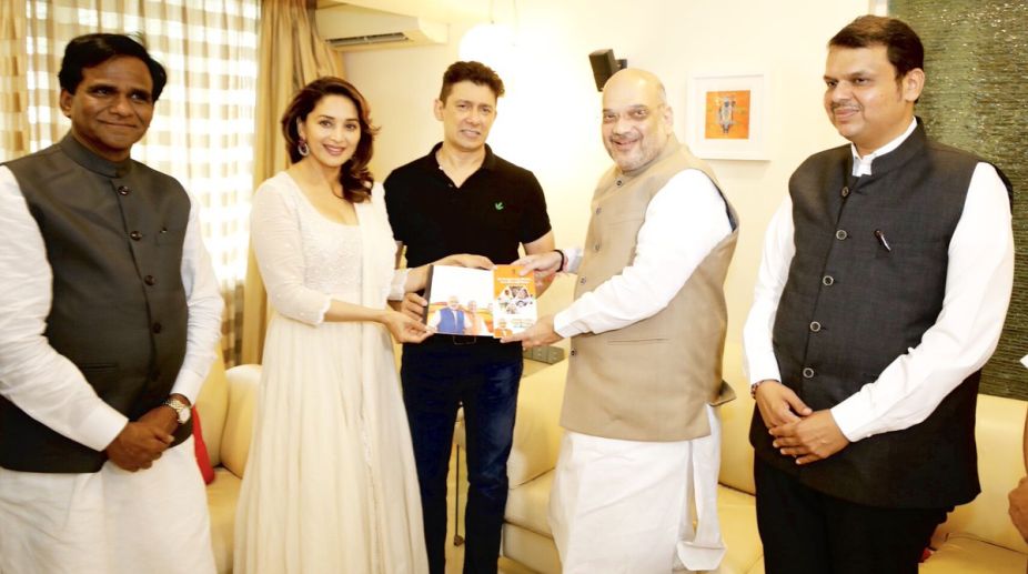 Contact for support: Shah meets Madhuri, highlights BJP govt’s achievements
