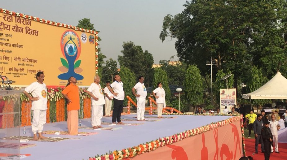 Rajnath, Naik, Yogi lead Yoga Day celebrations in Uttar Pradesh