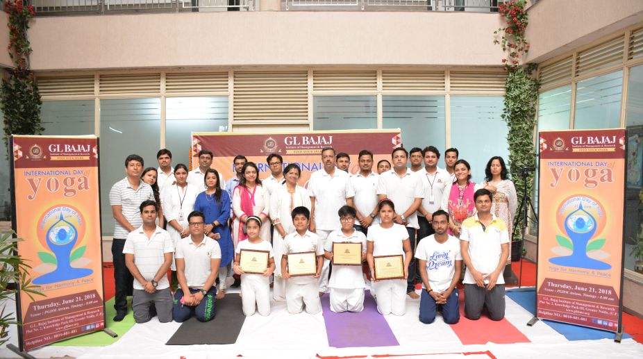 International Yoga Day celebrated at GL Bajaj Institute of Management & Research