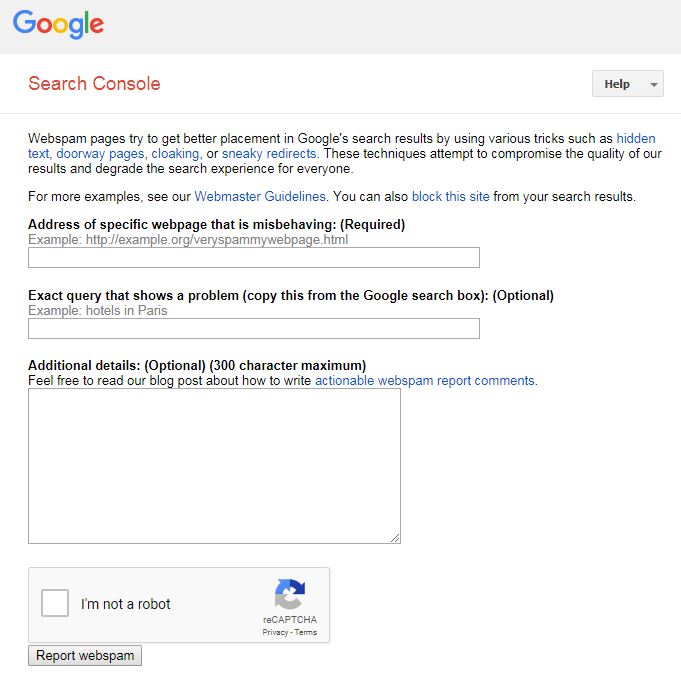 Webspam report