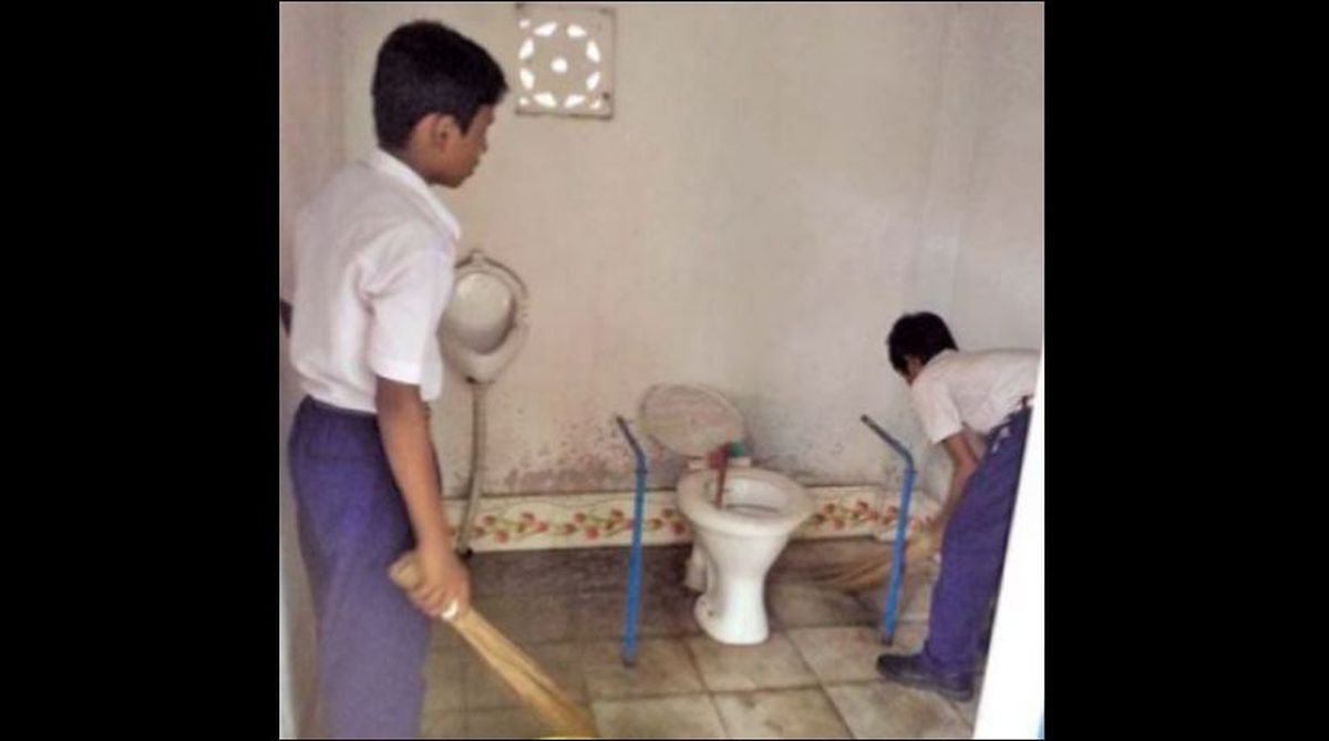 Engaging school children in toilet cleaning tasks triggers public outcry