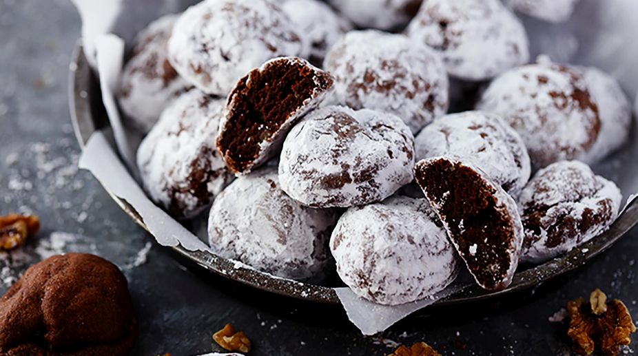 Chocolate Walnut Snowball Cookies