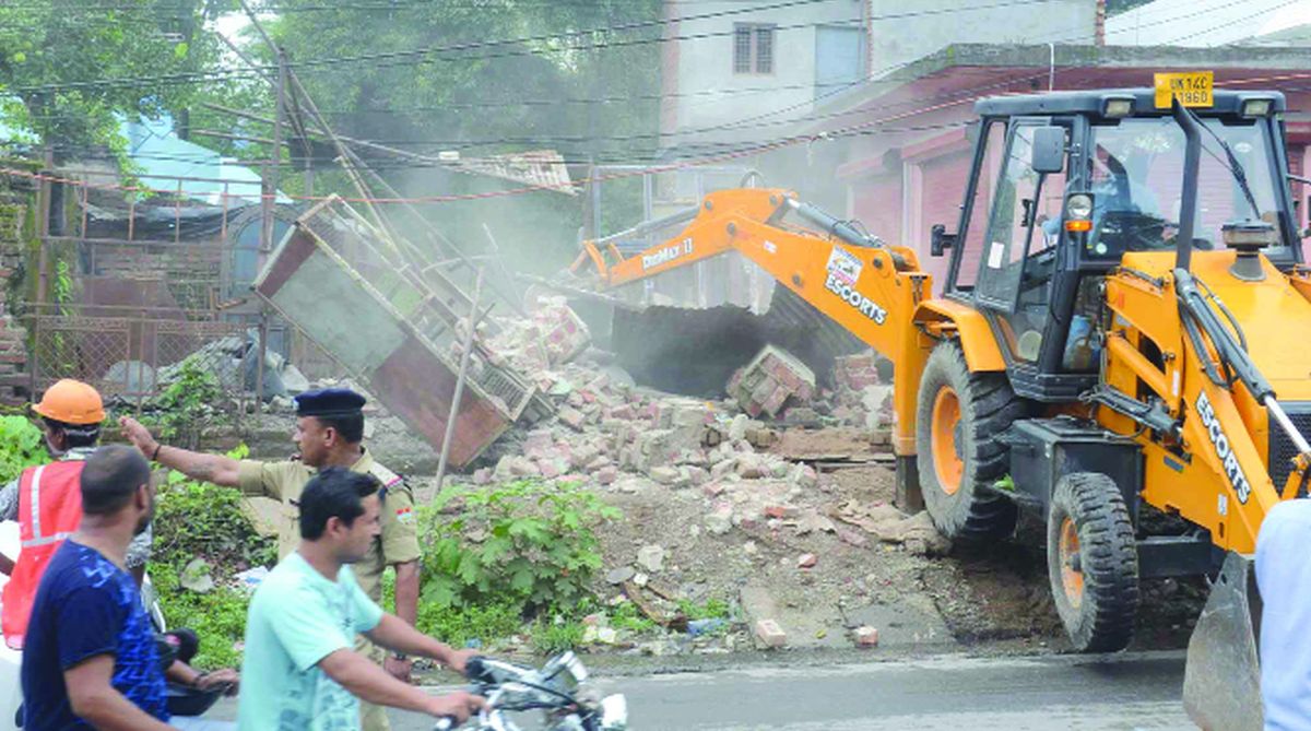 Illegal structures being demolished under the anti-encroachment drive in Dehradun. (File Photo)