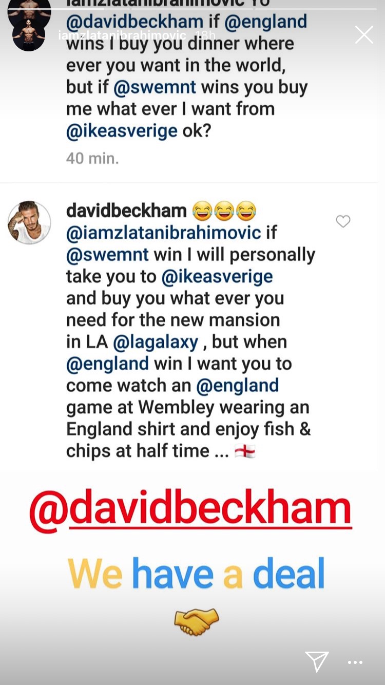 David Beckham, Zlatan Ibrahimovic, Sweden Football, Instagram, England Football, 2018 FIFA World Cup, FIFA World Cup 2018, England vs Sweden