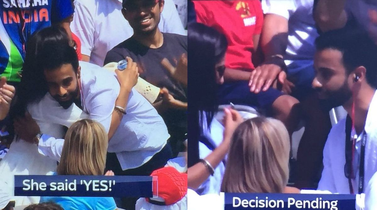Watch how a guy stole the spotlight with his proposal to his girlfriend during India-England match