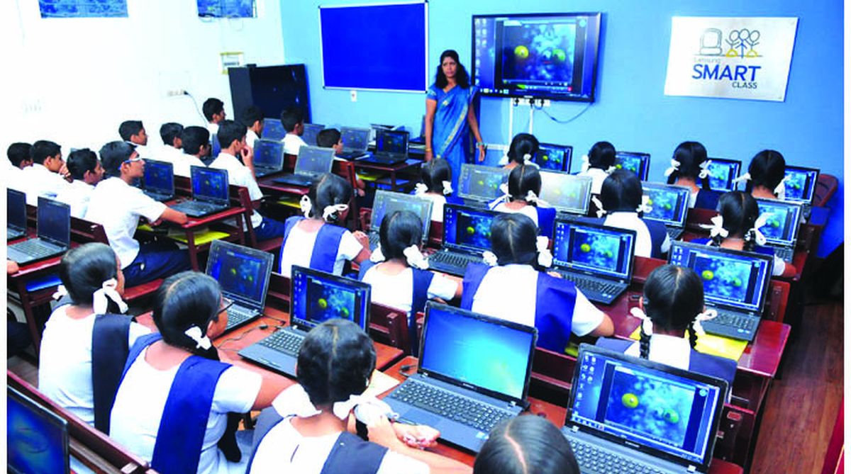 Smart classes, blackboards, School students, copy-pasting,