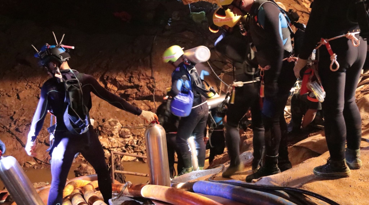 Two boys out from Thai cave as rescue team launches operation to save all