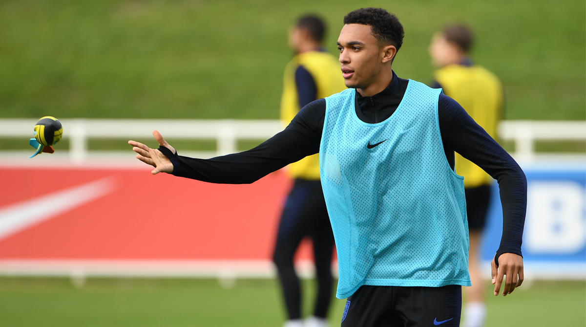 Watch: Trent Alexander-Arnold settles dispute with Jesse Lingard by pinging crossbar from distance