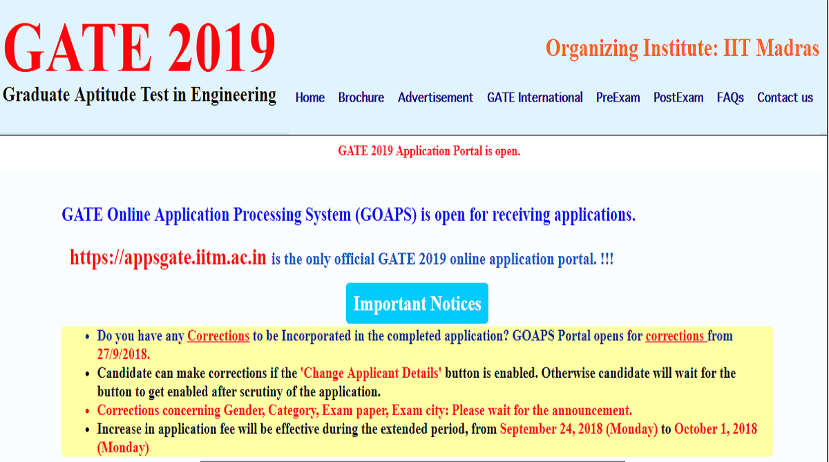 GATE 2019: Registration process to end tomorrow, apply now at gate.iitm.ac.in