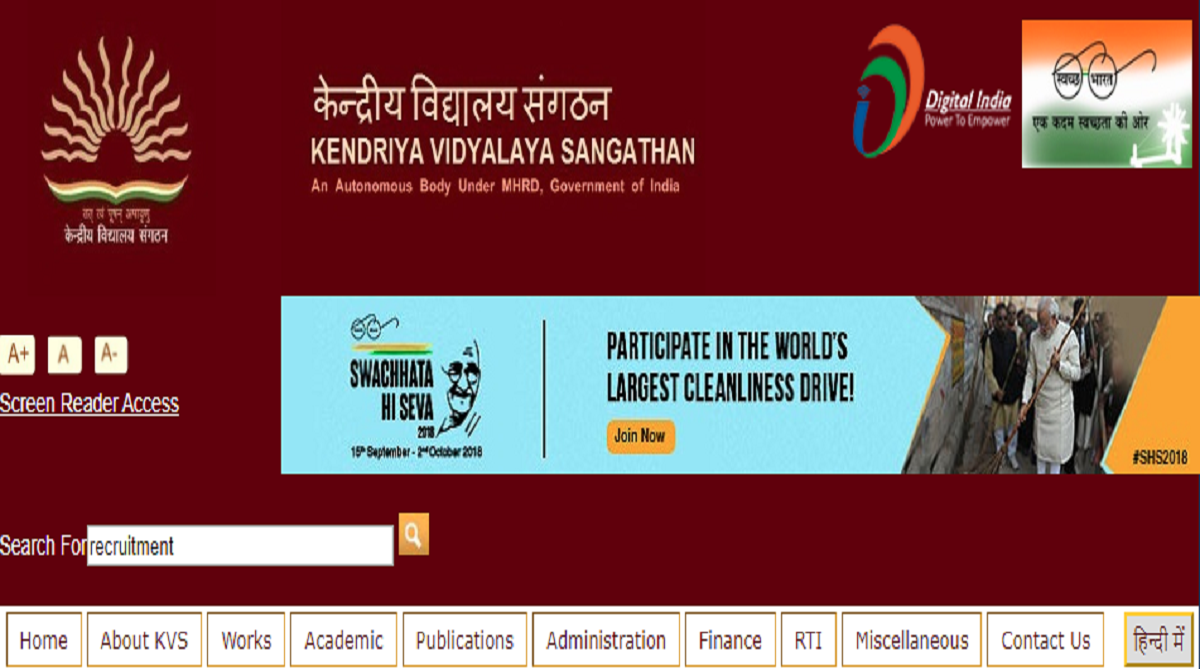 KVS recruitment 2018: 8339 posts up for grabs, one day left to apply | kvsangathan.nic.in