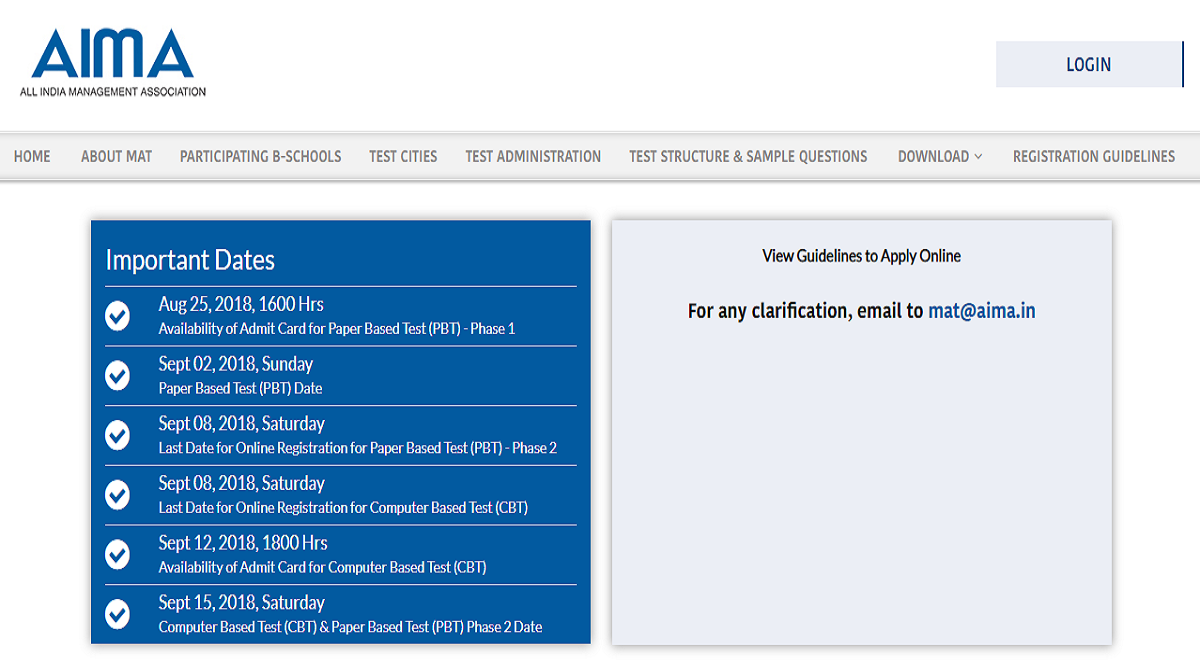 MAT CBT September admit card 2018 released at mat.aima.in | Download now