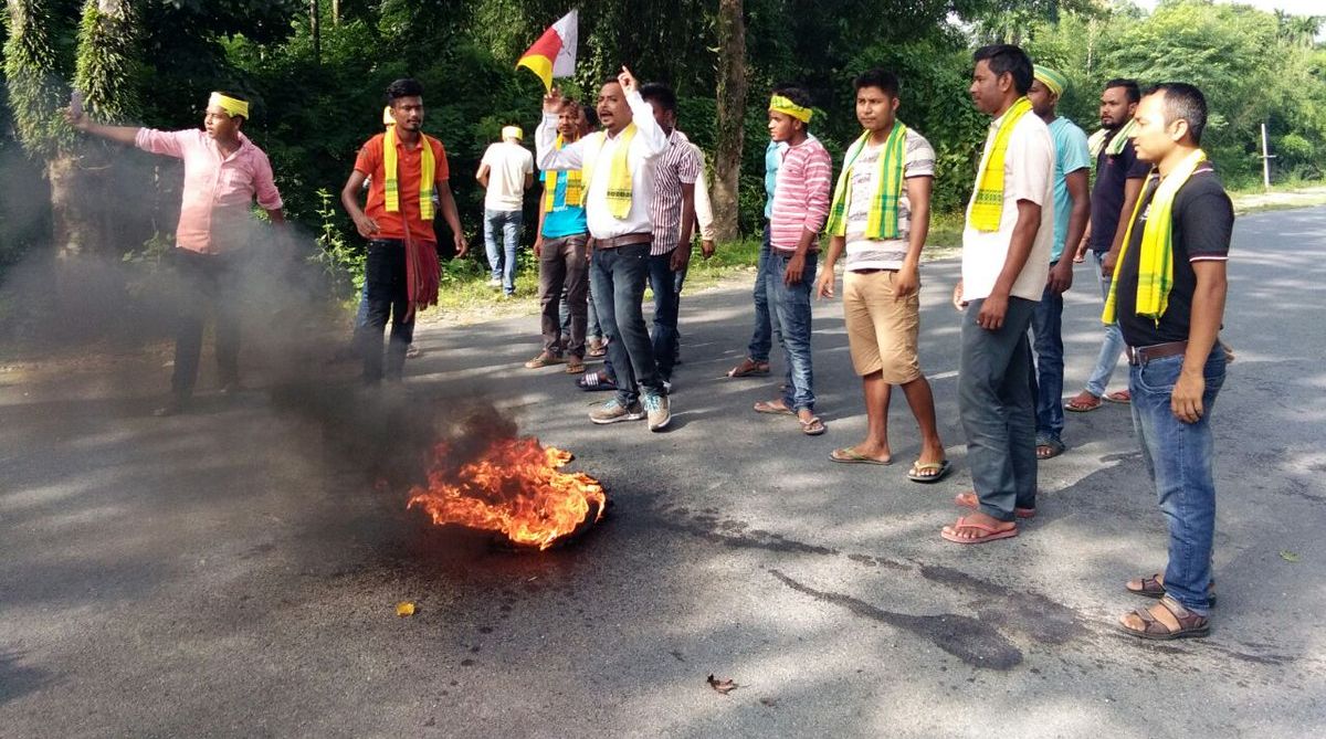 Assam bandh: Protestors squat on tracks, burn tyres
