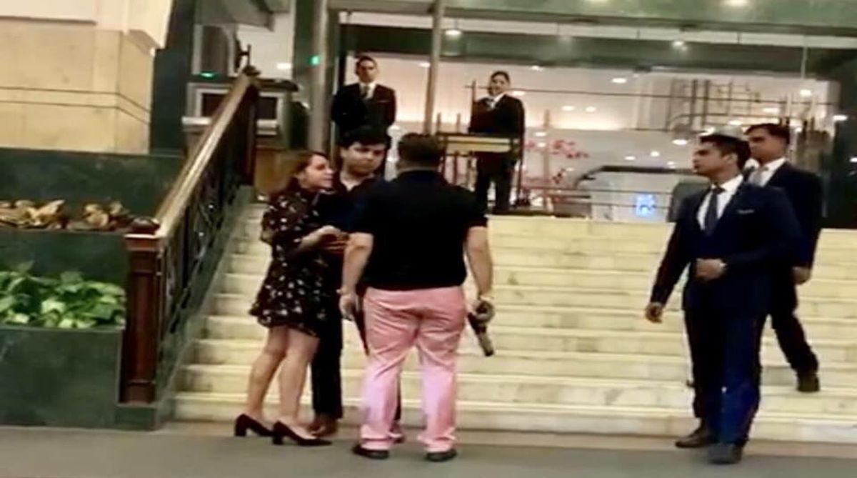 Watch | Former BSP MP’s son flashes gun, threatens couple outside Delhi hotel