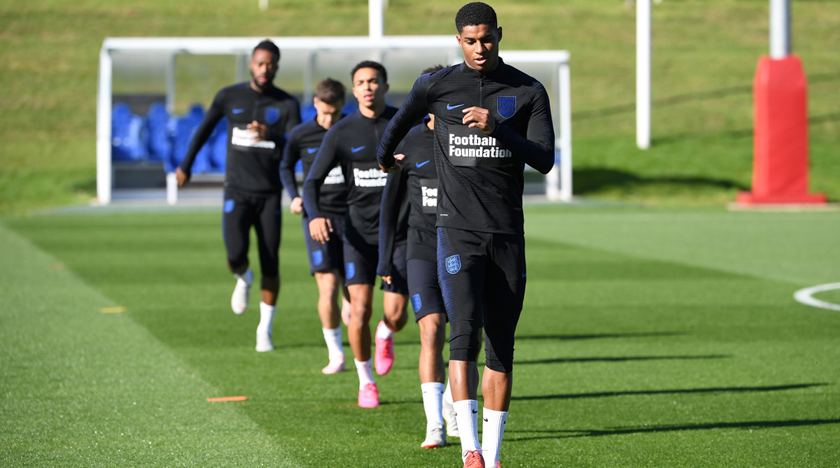 Watch: Marcus Rashford gets ribbed by England staff for reporting without Jesse Lingard