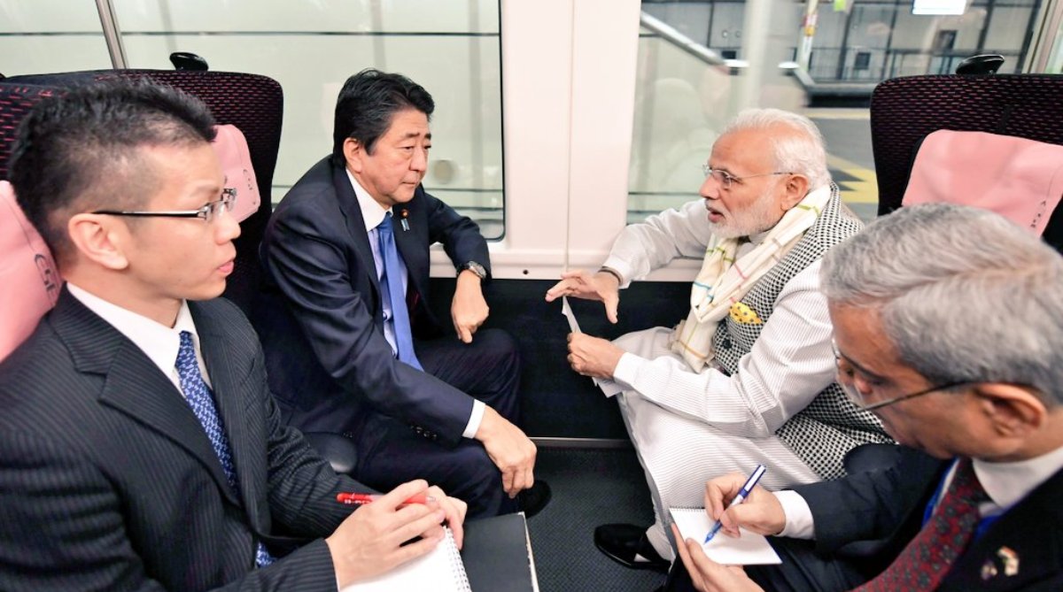 PM Modi, Japanese PM Abe take express train to Tokyo from Yamanashi