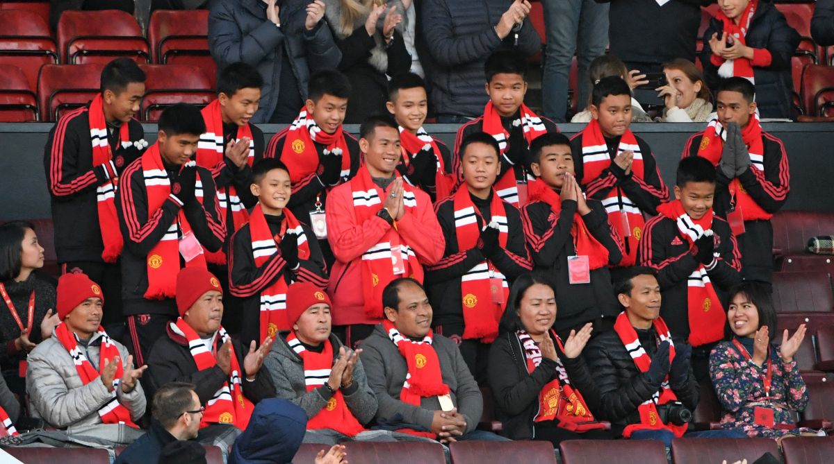 Thai cave boys watch Manchester United beat Everton at Old Trafford