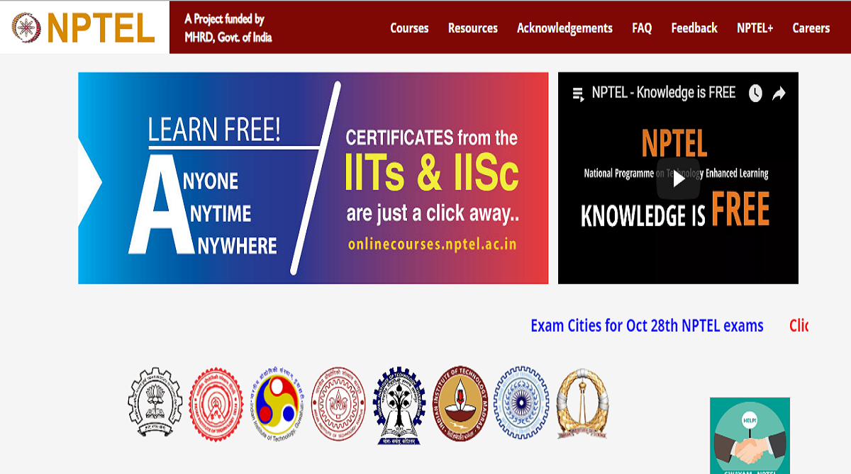 NPTEL October 28 examination admit card released | Download the admit card at  nptelonlinecourses.iitm.ac.in