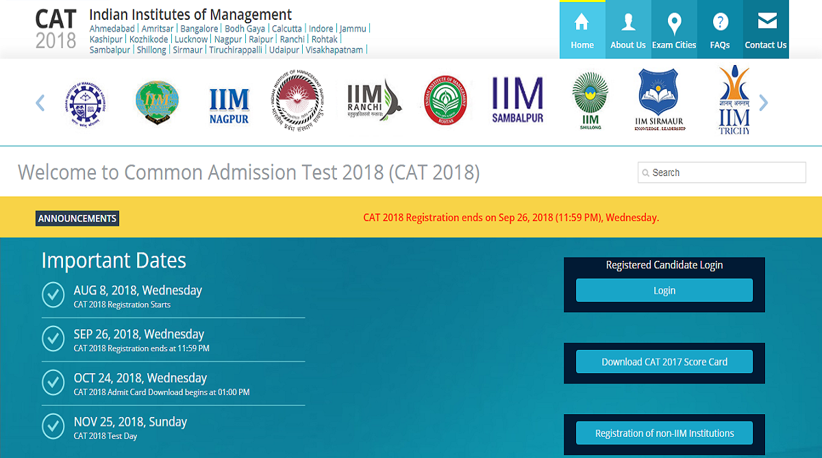 CAT 2018: Admit cards to be available from October 24, download from official website iimcat.ac.in
