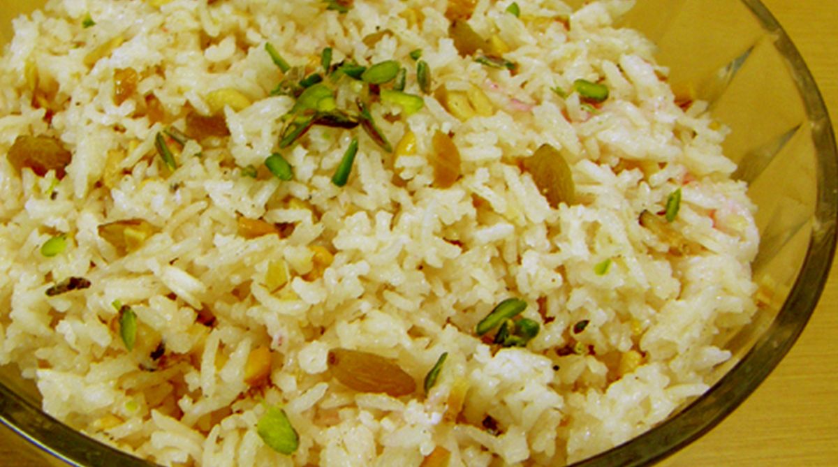 Navratri prasad – sweet saffron rice