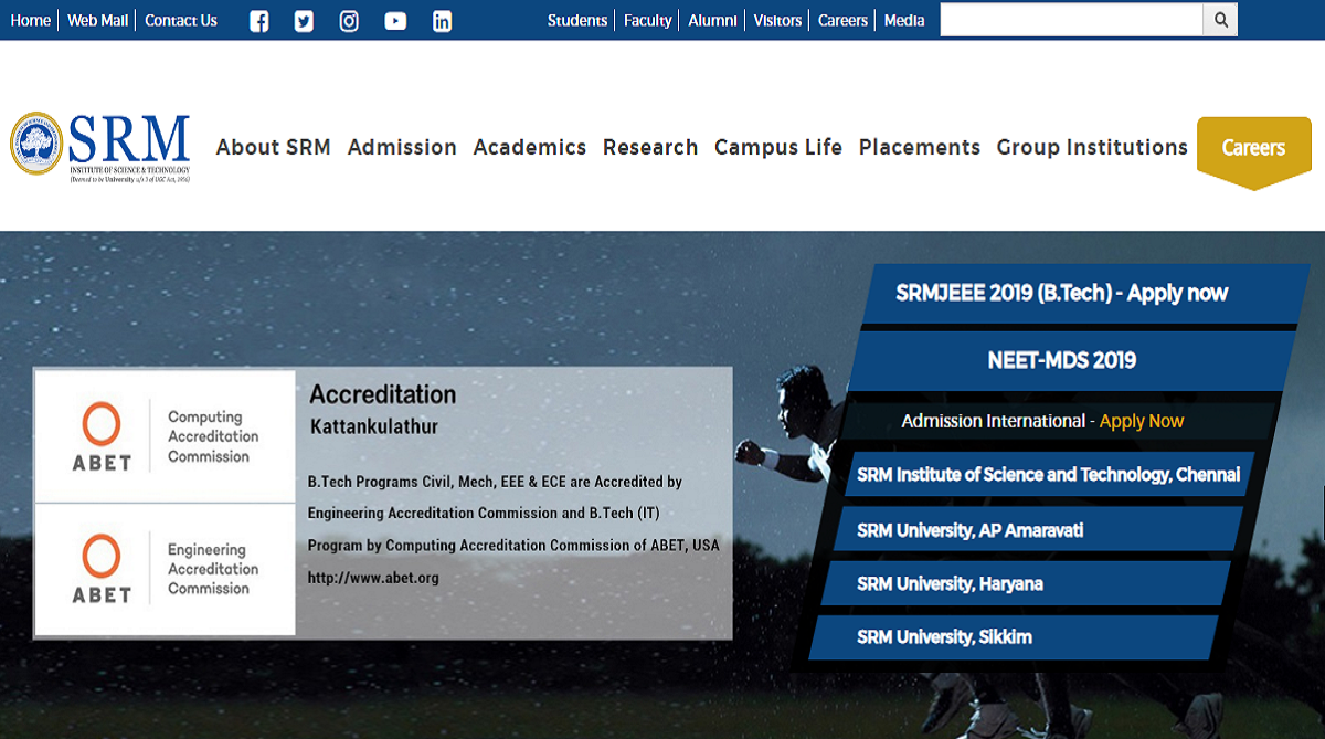 SRMJEEE 2019 registrations begins on the official website | Register now at srmuniv.ac.in